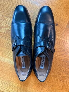 Steve Madden Black Leather Single Monk Strap Dress Shoes